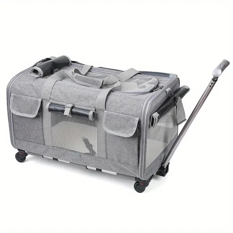 Large Pet Transport Case - Foldable Wheeled Bag for Dogs and Cats