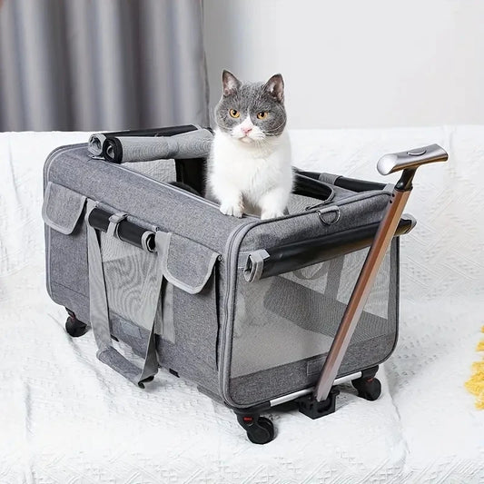 Large Pet Transport Case - Foldable Wheeled Bag for Dogs and Cats