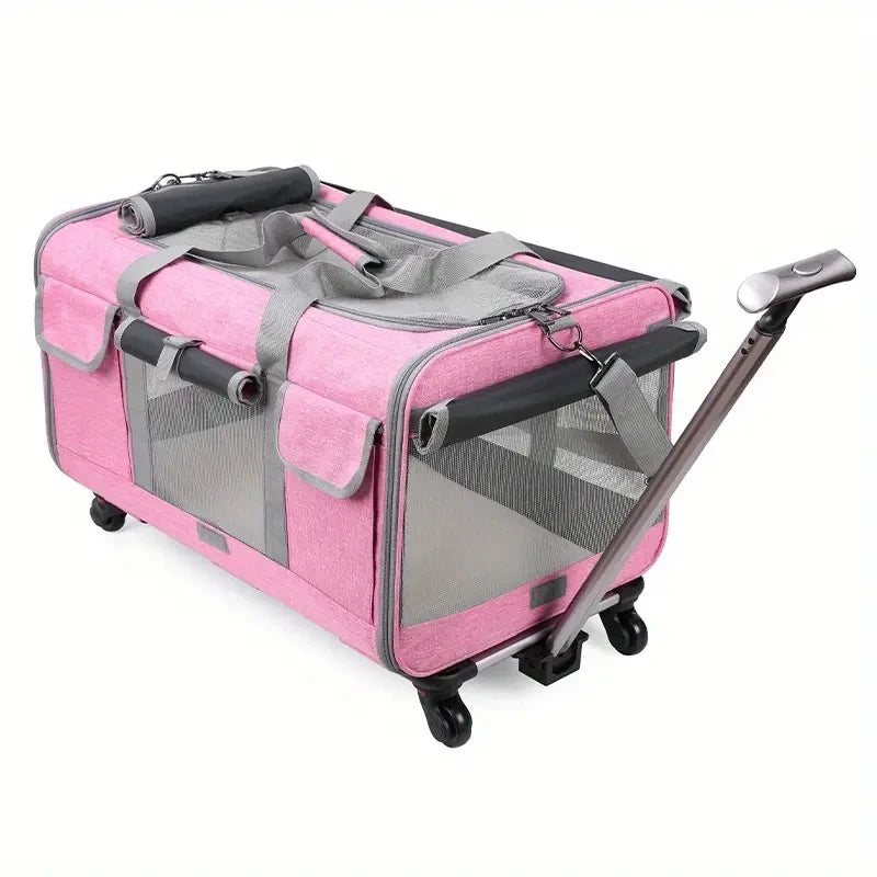 Large Pet Transport Case - Foldable Wheeled Bag for Dogs and Cats