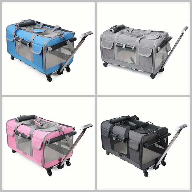 Large Pet Transport Case - Foldable Wheeled Bag for Dogs and Cats