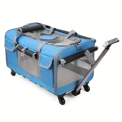Large Pet Transport Case - Foldable Wheeled Bag for Dogs and Cats