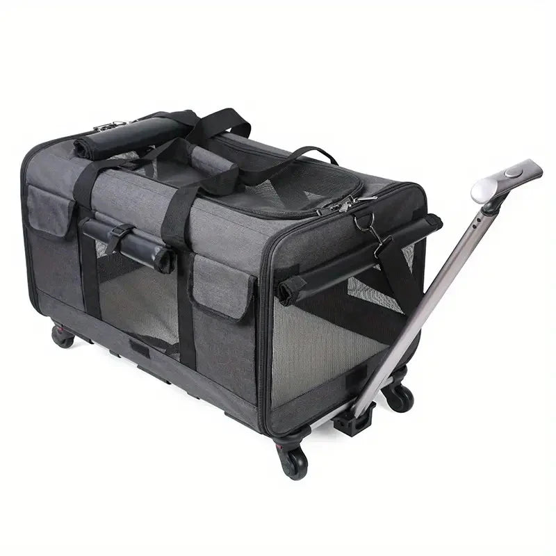 Large Pet Transport Case - Foldable Wheeled Bag for Dogs and Cats