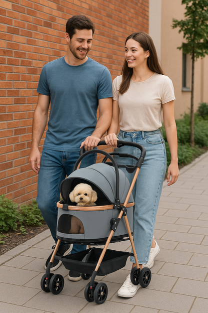3-in-1 Foldable Pet Stroller with Detachable Bag and Canopy – up to 13.5 kg for Dogs and Cats
