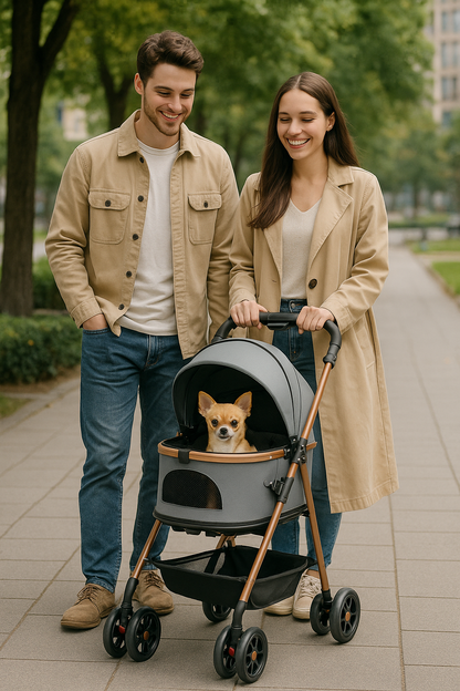 3-in-1 Foldable Pet Stroller with Detachable Bag and Canopy – up to 13.5 kg for Dogs and Cats