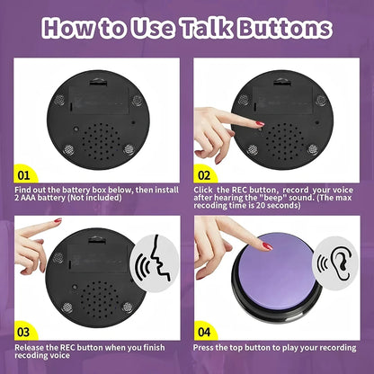Dog and Cat Training Button - 30s Recordable Voice Communicator