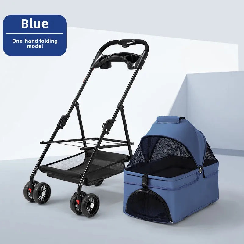 3-in-1 Foldable Pet Stroller with Detachable Bag and Canopy – up to 13.5 kg for Dogs and Cats
