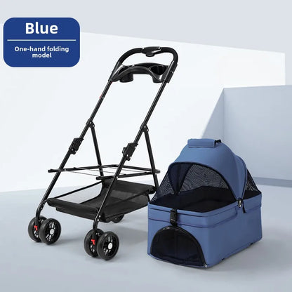 3-in-1 Foldable Pet Stroller with Detachable Bag and Canopy – up to 13.5 kg for Dogs and Cats