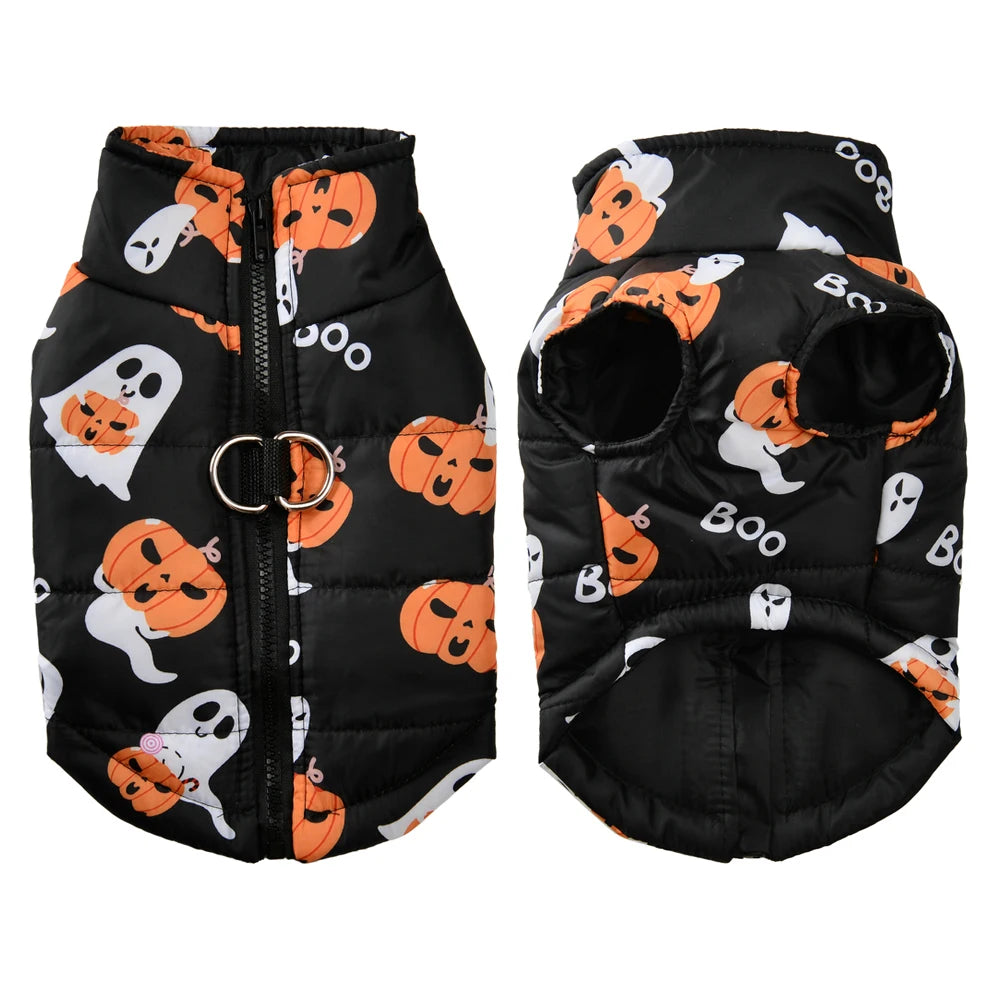 Halloween Jacket for Dogs and Cats - Pumpkin Costume, Windproof and Waterproof