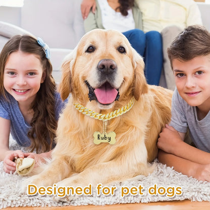 Personalized Chain Dog Collar - Stainless Steel with Quick Fastener