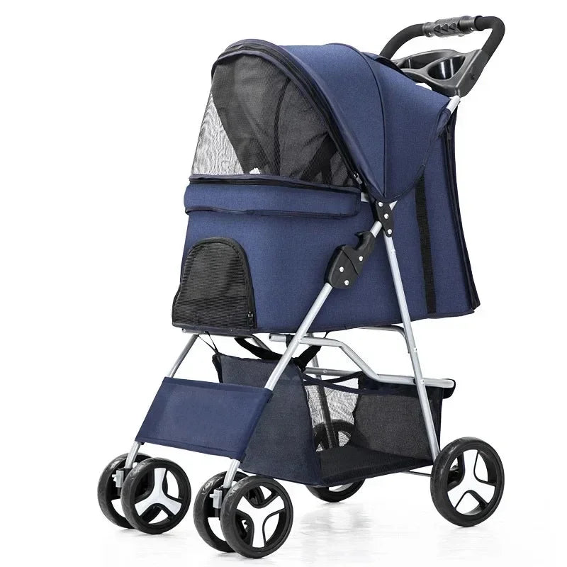 Lightweight Pet Stroller – Foldable, Breathable, for Small and Medium Dogs and Cats