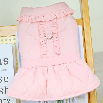 Winter Dog Dress - Warm Princess Dress with Ruffles for Small Breeds
