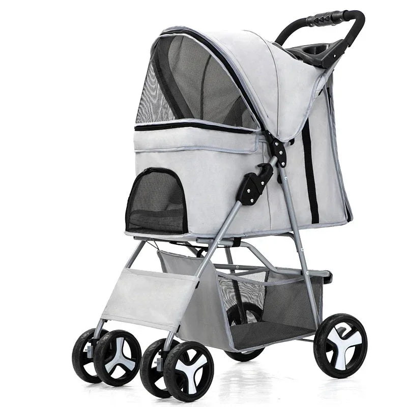 Lightweight Pet Stroller – Foldable, Breathable, for Small and Medium Dogs and Cats