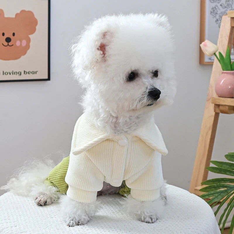 Dog Clothes – Autumn Jumpsuit with Cardigan and Pants for Small Breeds