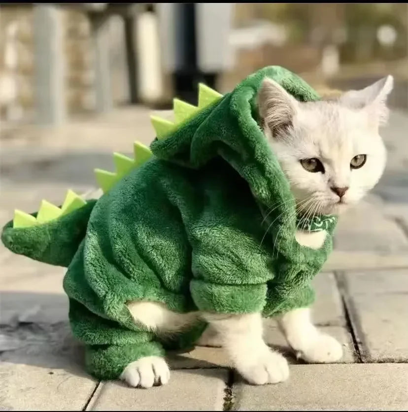 Dinosaur Costume for Dogs and Cats - Warm Hoodie for Halloween 