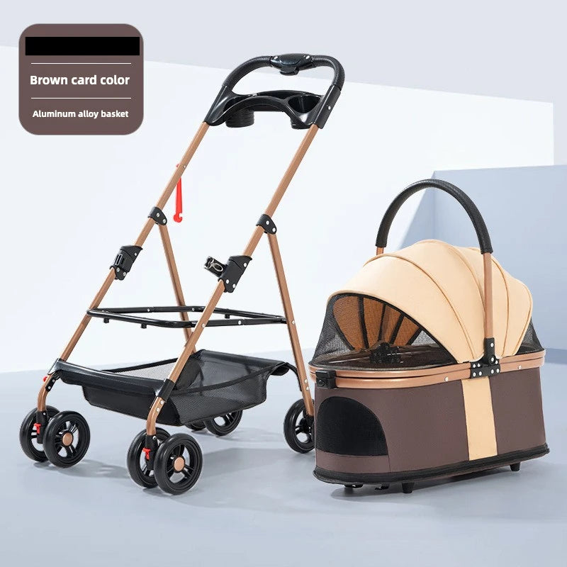 3-in-1 Foldable Pet Stroller with Detachable Bag and Canopy – up to 13.5 kg for Dogs and Cats