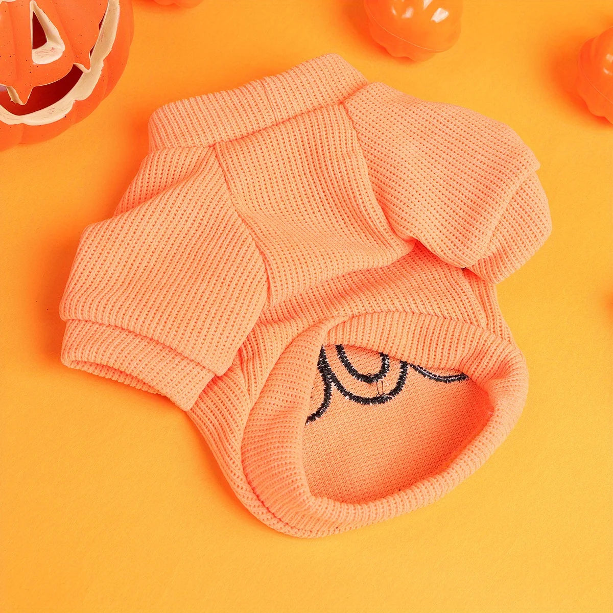 Halloween Dog and Cat Sweatshirt – Orange, "BOO" Embroidery, Cute Sweater