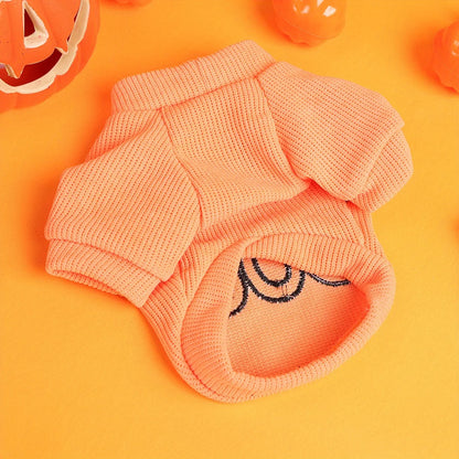Halloween Dog and Cat Sweatshirt – Orange, "BOO" Embroidery, Cute Sweater