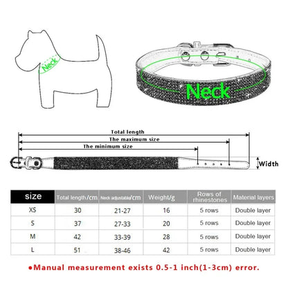 Microsuede Collar with Rhinestones – Shiny and Adjustable for Dogs and Cats (XS–L)