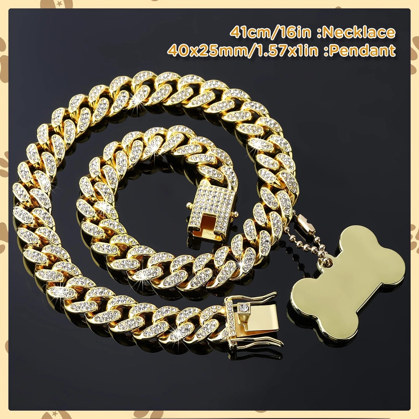 Personalized Chain Dog Collar - Stainless Steel with Quick Fastener