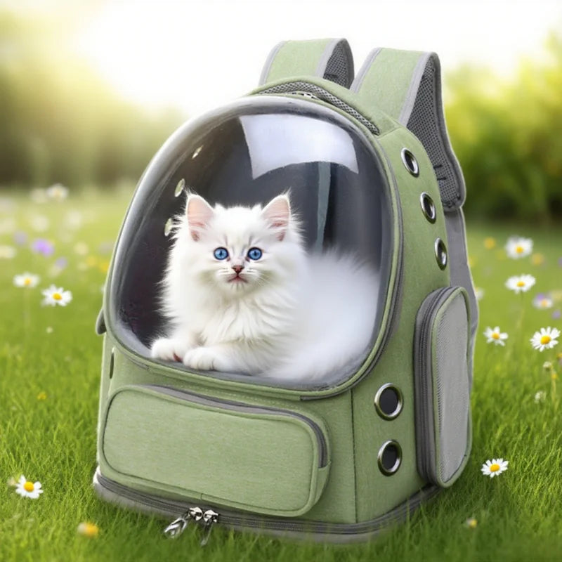 Transparent and Breathable Pet Carrier Backpack for Cats and Small Dogs