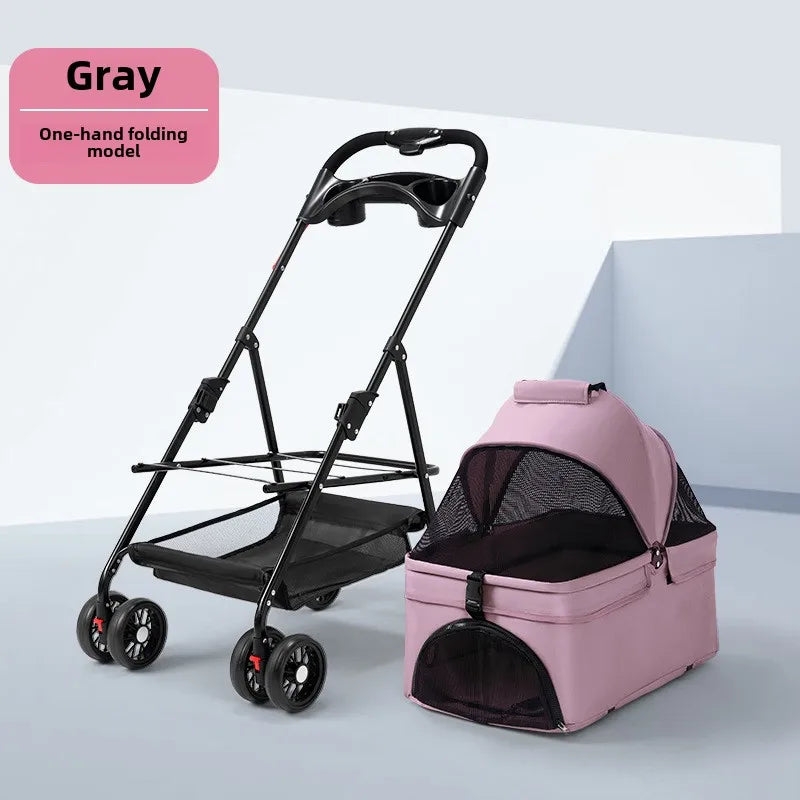3-in-1 Foldable Pet Stroller with Detachable Bag and Canopy – up to 13.5 kg for Dogs and Cats