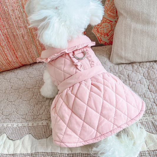 Winter Dog Dress - Warm Princess Dress with Ruffles for Small Breeds