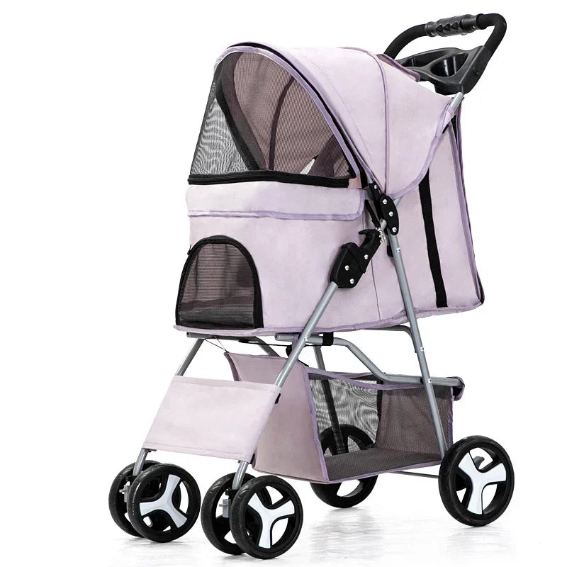 Lightweight Pet Stroller – Foldable, Breathable, for Small and Medium Dogs and Cats