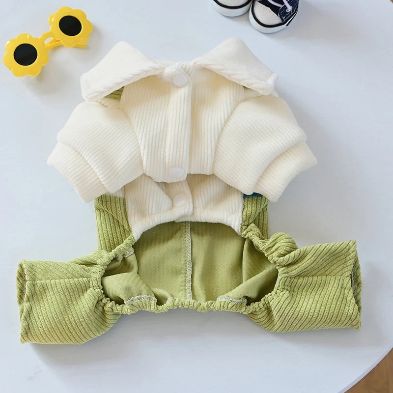 Dog Clothes – Autumn Jumpsuit with Cardigan and Pants for Small Breeds