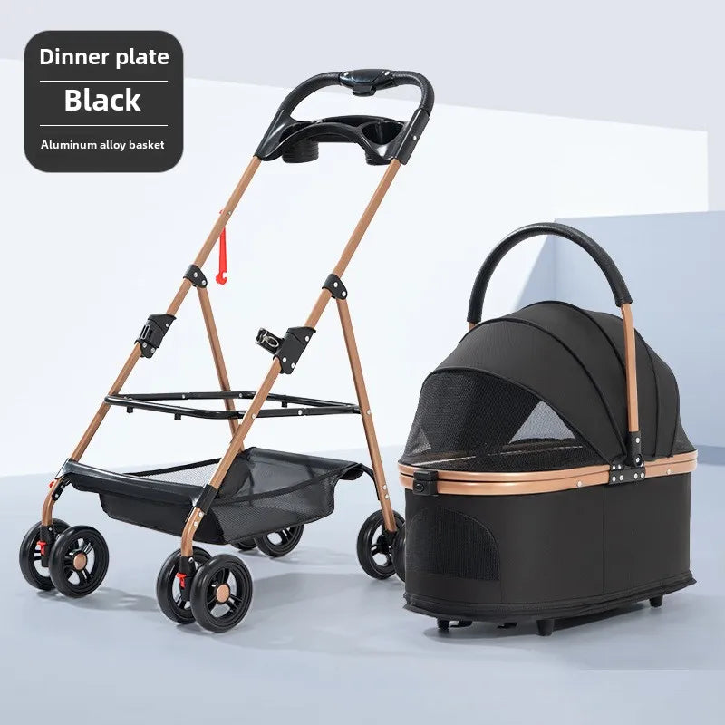 3-in-1 Foldable Pet Stroller with Detachable Bag and Canopy – up to 13.5 kg for Dogs and Cats
