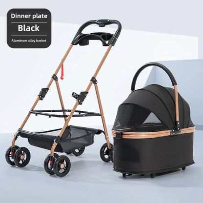 3-in-1 Foldable Pet Stroller with Detachable Bag and Canopy – up to 13.5 kg for Dogs and Cats