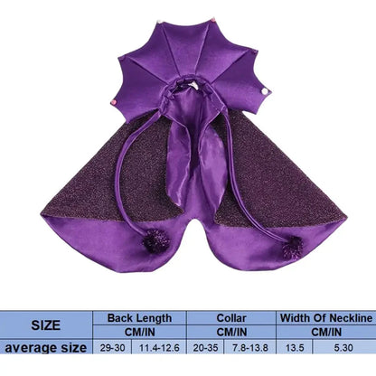 Halloween Costume for Cat and Dog – Witch's Cape and Hat (Satin, Purple)