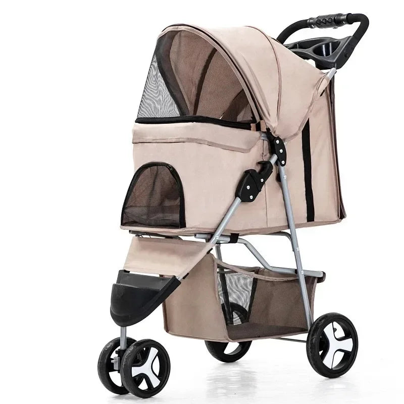 Lightweight Pet Stroller – Foldable, Breathable, for Small and Medium Dogs and Cats