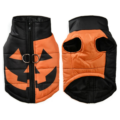 Halloween Jacket for Dogs and Cats - Pumpkin Costume, Windproof and Waterproof