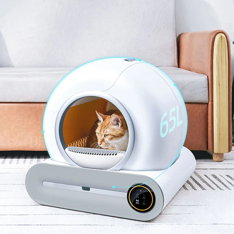Automatic Cat Litter Box with Self-Cleaning, Closed Smart Pet Toilet - Booteely 65L