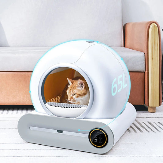 Automatic Cat Litter Box with Self-Cleaning, Closed Smart Pet Toilet - Booteely 65L