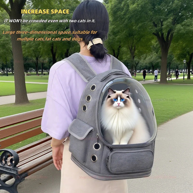 Transparent and Breathable Pet Carrier Backpack for Cats and Small Dogs