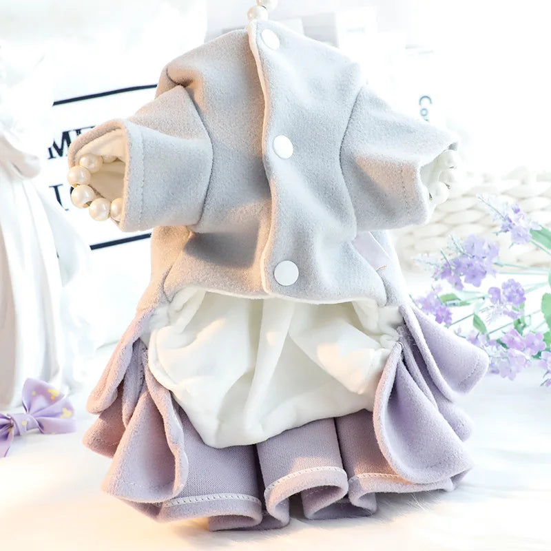 Autumn/Winter Dress for Dogs or Cats - Wool Princess Dress with Tulle for Small Breeds 