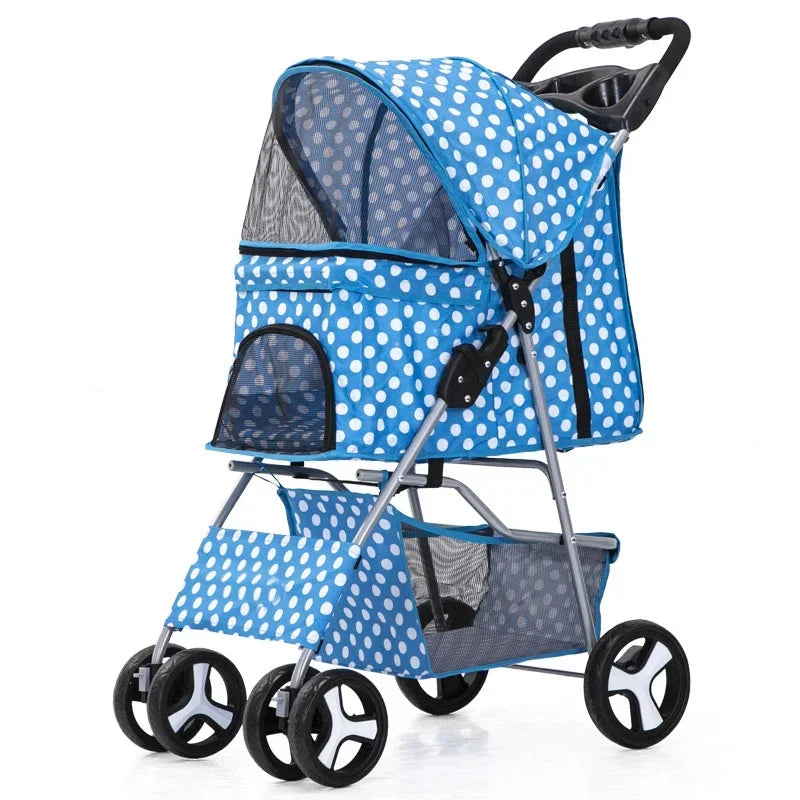 Lightweight Pet Stroller – Foldable, Breathable, for Small and Medium Dogs and Cats