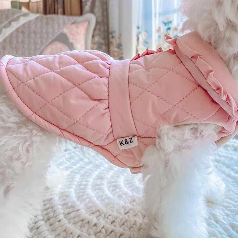 Winter Dog Dress - Warm Princess Dress with Ruffles for Small Breeds
