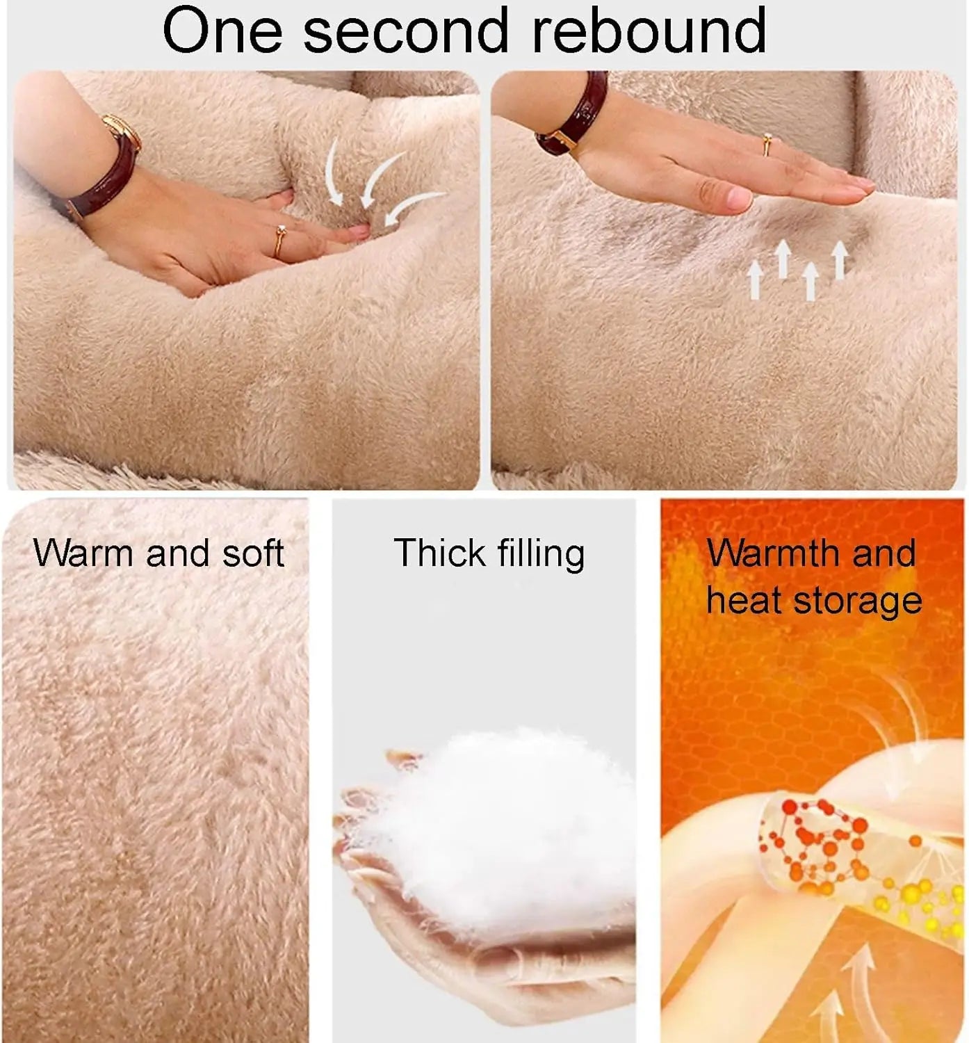 Plush Sofa for Cats and Small Dogs - Fluffy Bed with Memory Foam and Removable Cover