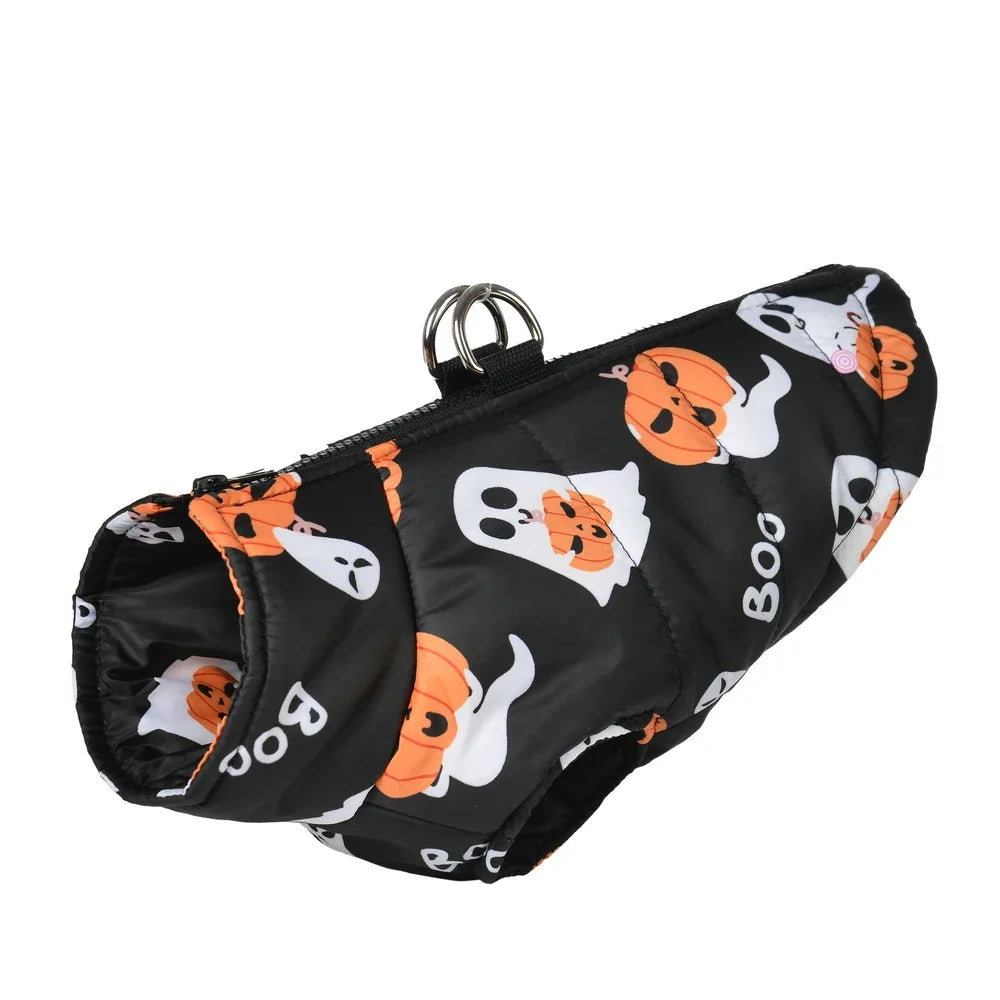 Halloween Jacket for Dogs and Cats - Pumpkin Costume, Windproof and Waterproof