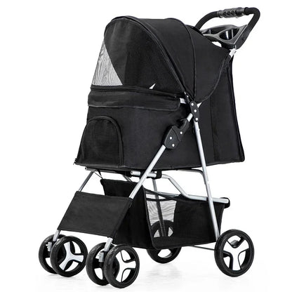 Lightweight Pet Stroller – Foldable, Breathable, for Small and Medium Dogs and Cats