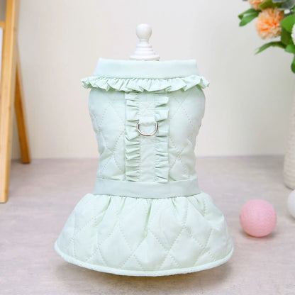 Winter Dog Dress - Warm Princess Dress with Ruffles for Small Breeds
