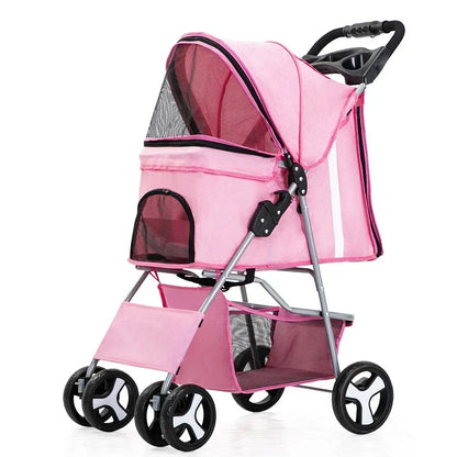 Lightweight Pet Stroller – Foldable, Breathable, for Small and Medium Dogs and Cats
