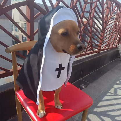Halloween Nun Costume for Dogs and Cats - Cosplay Outfit with Cross