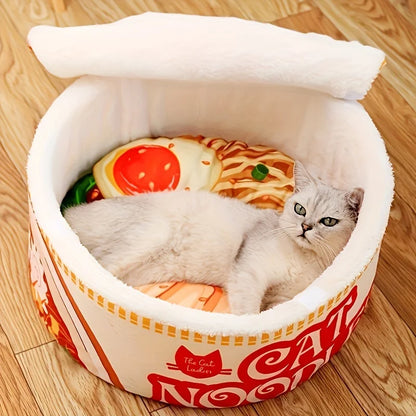 Large Cat and Dog Bed - Instant Noodle Cup-Shaped House with Pillow