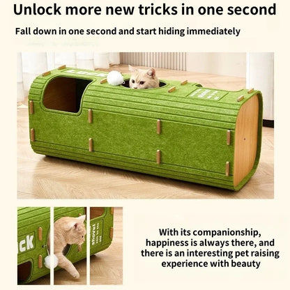 Closed Cat House with Scratching Post – Multi-level Stable Playground for Cats