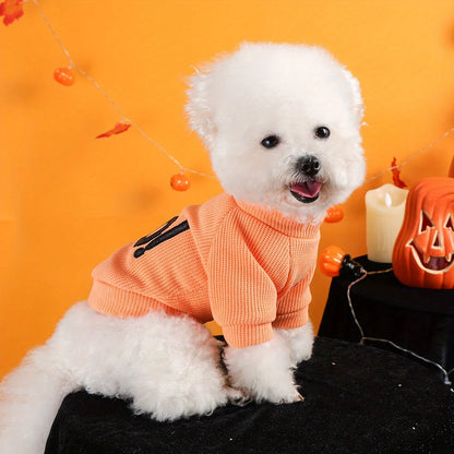 Halloween Dog and Cat Sweatshirt – Orange, "BOO" Embroidery, Cute Sweater