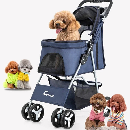 Lightweight Pet Stroller – Foldable, Breathable, for Small and Medium Dogs and Cats