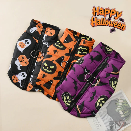 Halloween Jacket for Dogs and Cats - Pumpkin Costume, Windproof and Waterproof